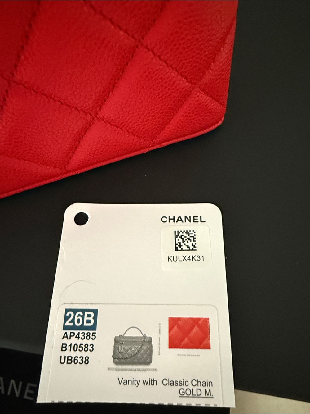 CHANEL Red Quilted slim Vanity-Style Shoulder Bag with detachable chain strap - Picture 7 of 7